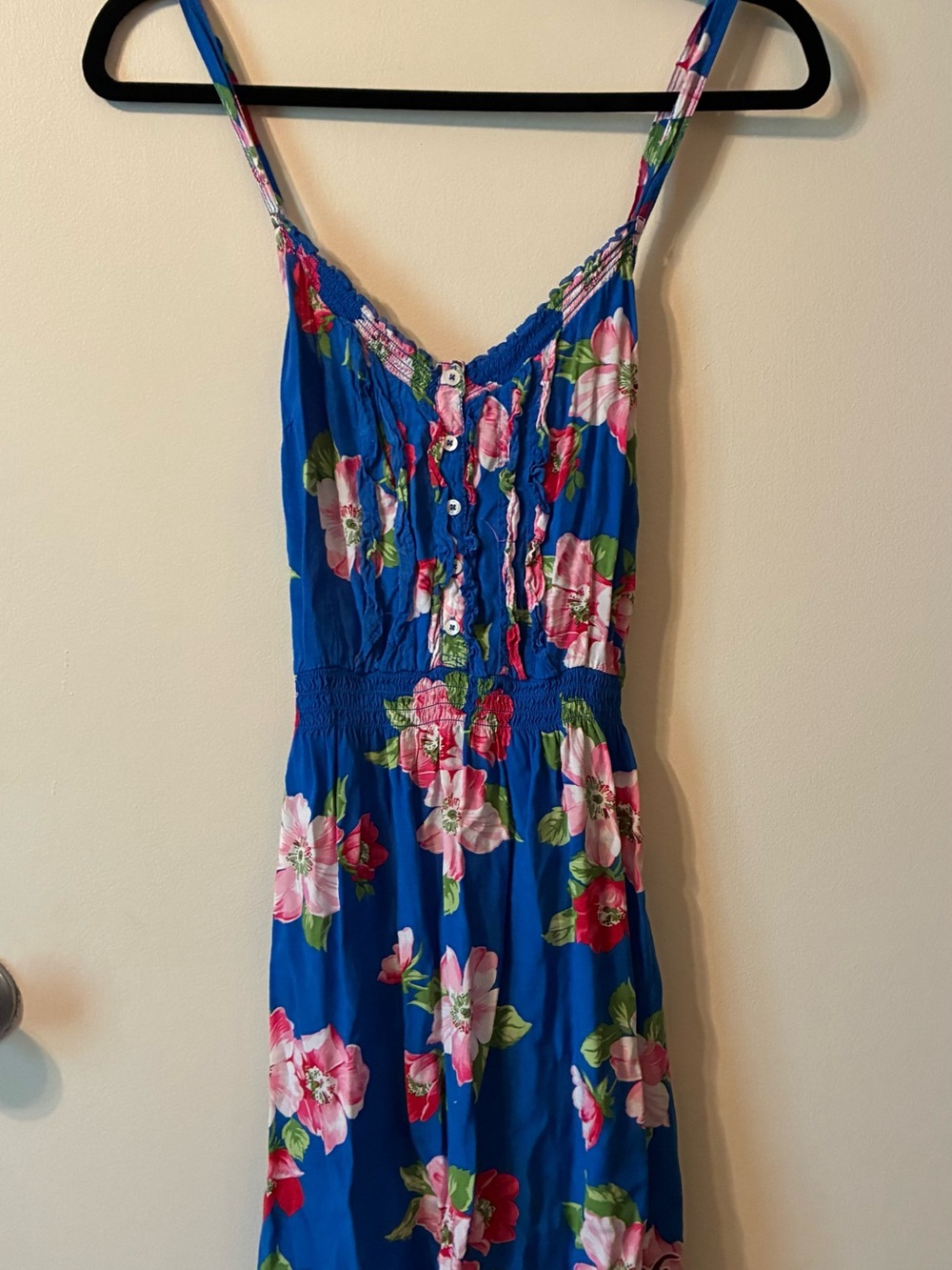 Hollister Blue Floral Mini Dress w/ Criss-Cross Back Straps Y2K Vacay Sundress M - Picture 2 of 10